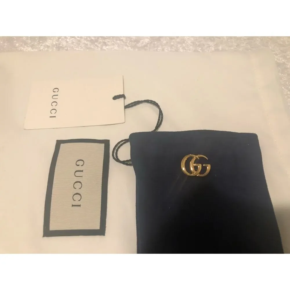 NWT Gucci Viola Blue Suede & Black Leather Marmont Logo Gloves Sz 7.5/M $630.00